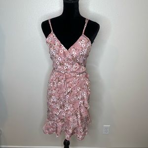 Shein Floral Ruffle Trim Summer Wrap Around Dress XL